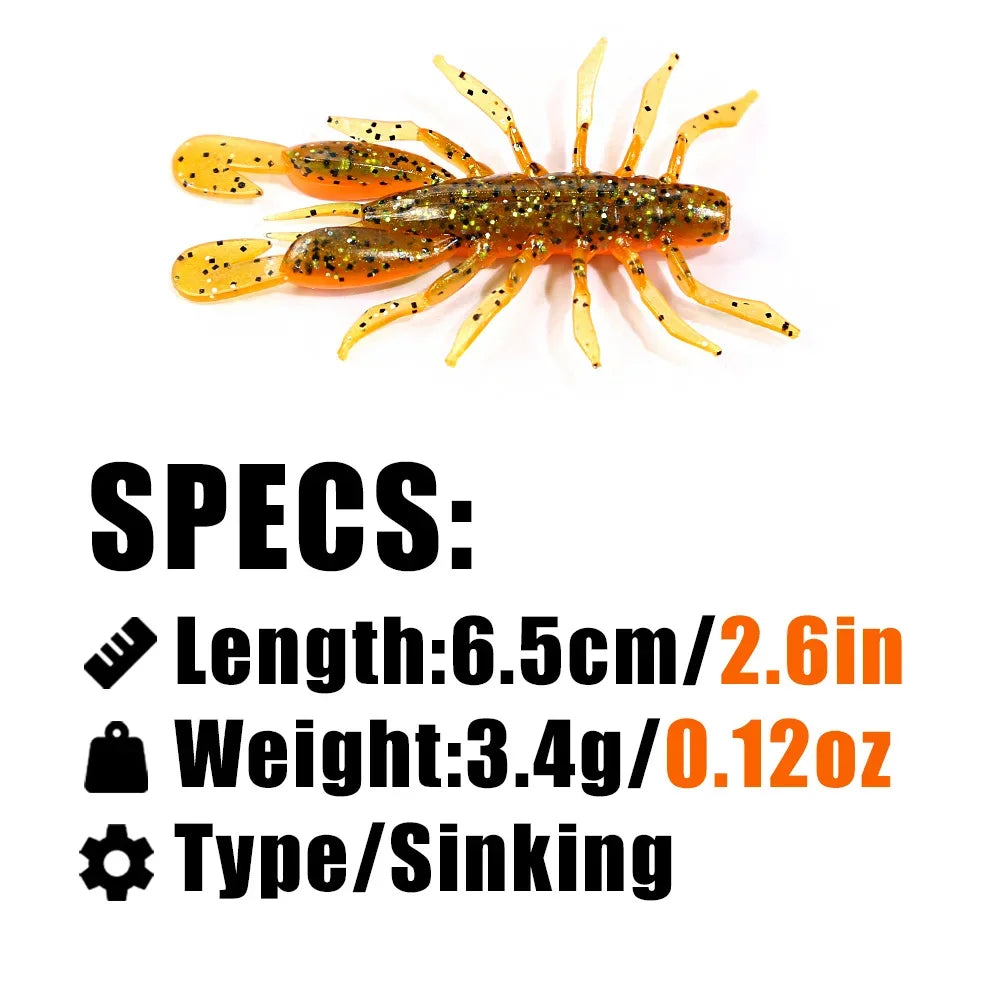 B&U Soft Plastic Craw Bug Lures – Bass Freshwater Swimbaits Soft Plastic Fishing Lure P3