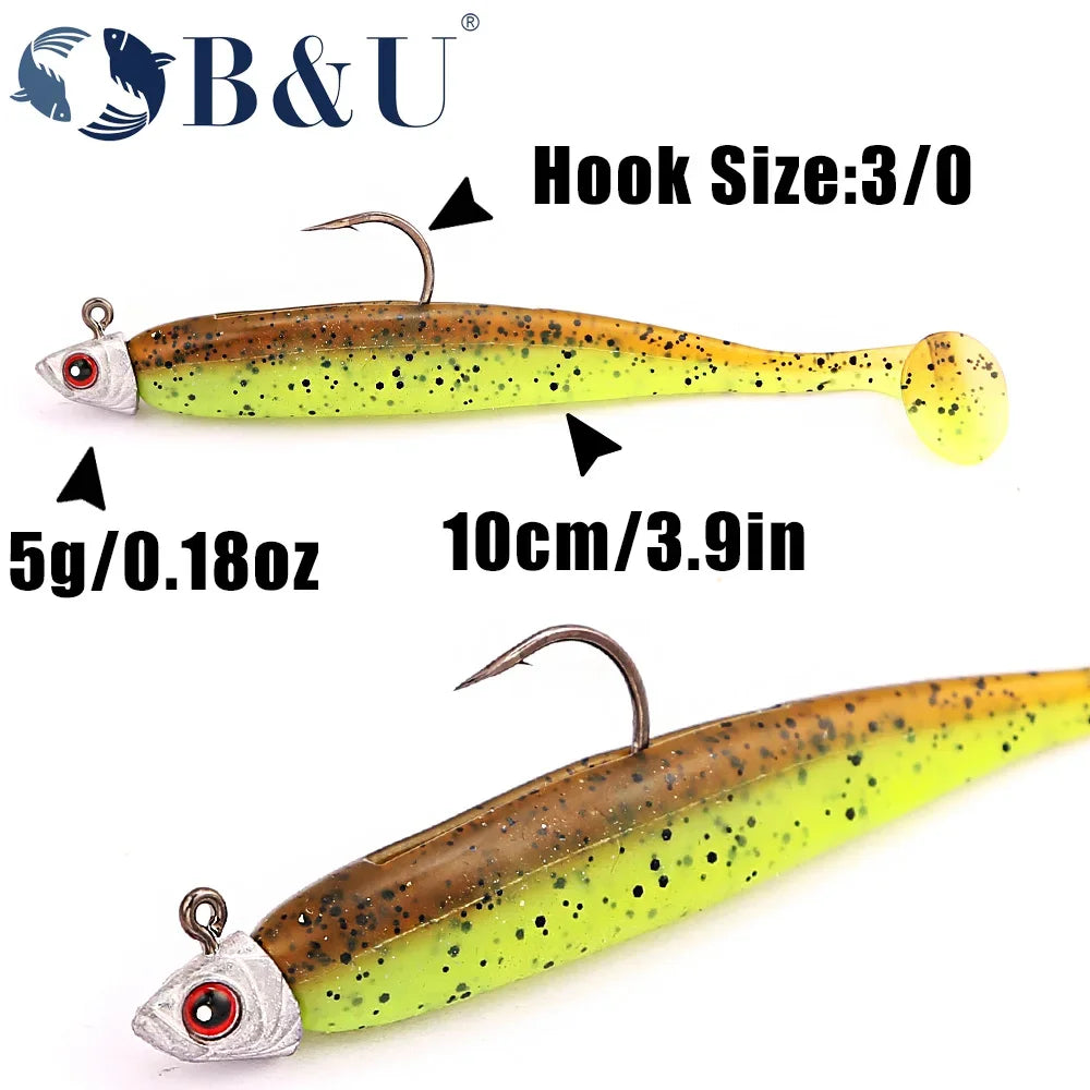 B&U Jig Head 3/0 4/0 Spinner 3D Eye Hooks – Bass Pike Fishing Jig Head Hooks P3