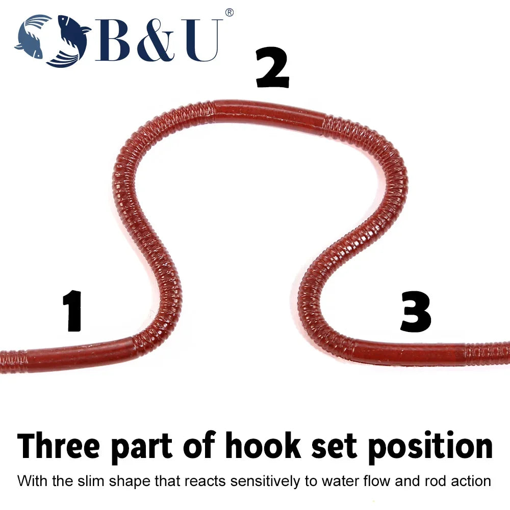 B&U 280mm Soft Earthworm Lure – Slow Sinking Bass Bait 6 Pack Soft Fishing Lure P3
