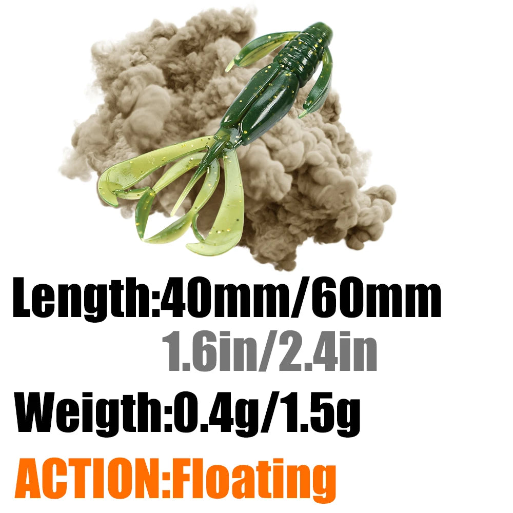 B&U Floating Soft Bait Lures – Worm Craw Shrimp Salted Silicone Soft Fishing Bait P3