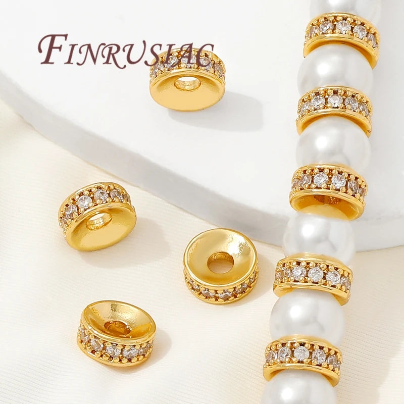 18K Gold Plated Rhinestone Spacer Beads 6mm 8mm | DIY Jewelry Rhinestone Spacer Beads P3