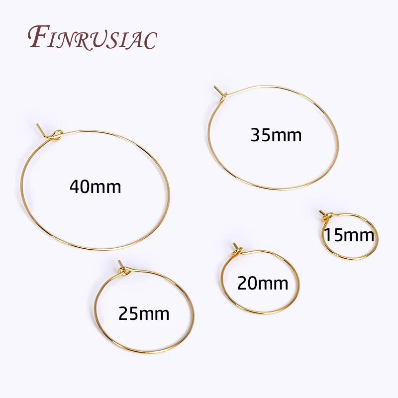 18K Gold Plated Hoop Ear Wires | DIY Earring Findings 40mm Earring Findings P3 18K Real Gold Plated 0.7mmX40mm-20PCS