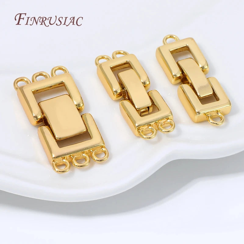 18K Gold Plated Multi-Strand Rectangle Bracelet Clasp DIY Jewelry Clasp Connector P3