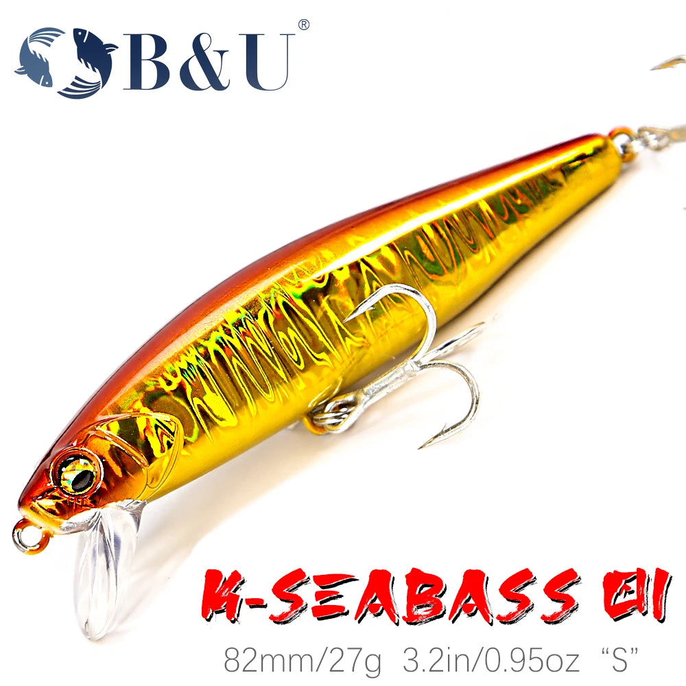B&U 82S 27g Sinking Minnow Saltwater Hard Lure | Long Cast Saltwater Fishing Lure P3