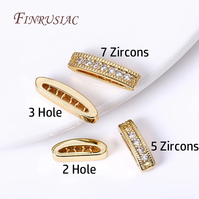 18K Gold Plated Oval Bead Spacers Zircon – 2/3 Hole DIY Bead Spacer Findings P3