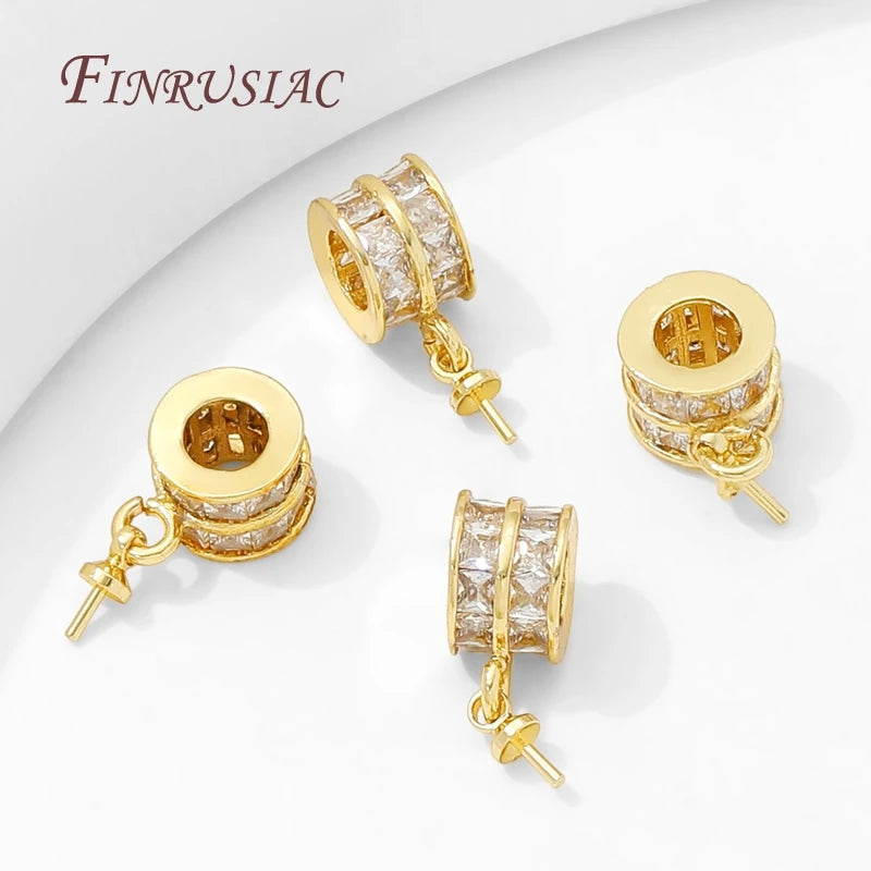 18K Gold Plated Brass Zircon Pearl Charm Pendants – DIY Jewelry Jewelry Charm Pendant P3