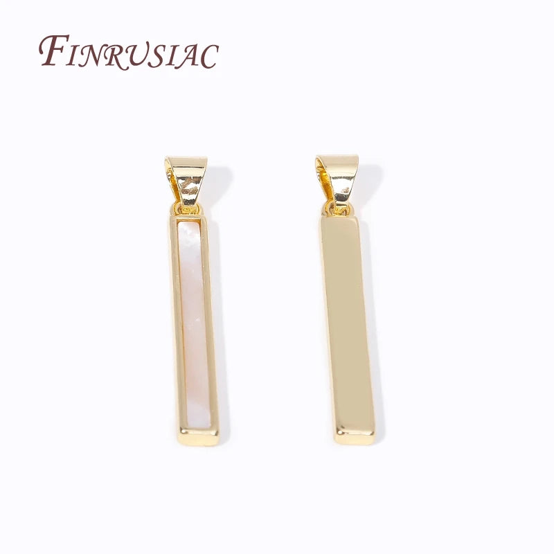 18K Gold Plated Rectangle Shell Pendant Charms | DIY Jewelry Jewelry Pendant Charm P3
