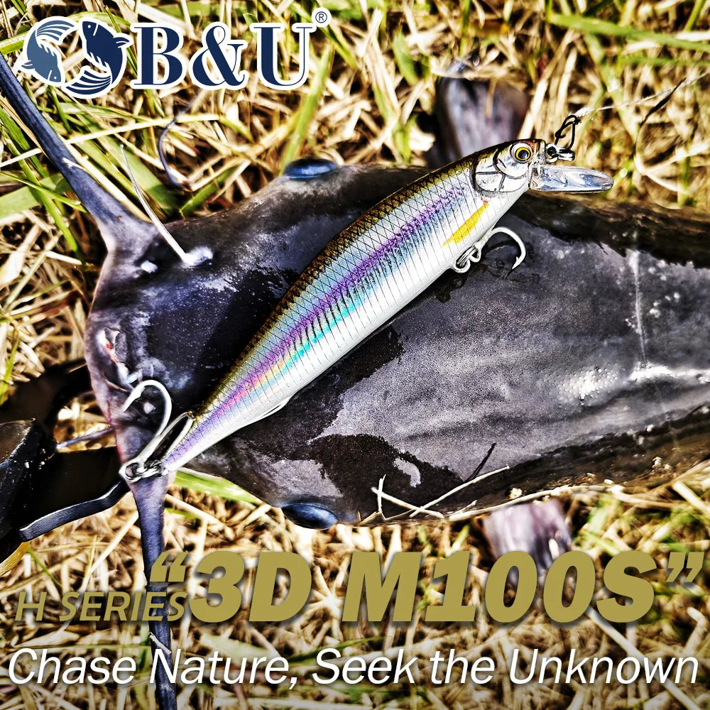 B&U Saltwater Sinking Minnow Jerkbait Lure with BKK Hooks Saltwater Fishing Lure P3