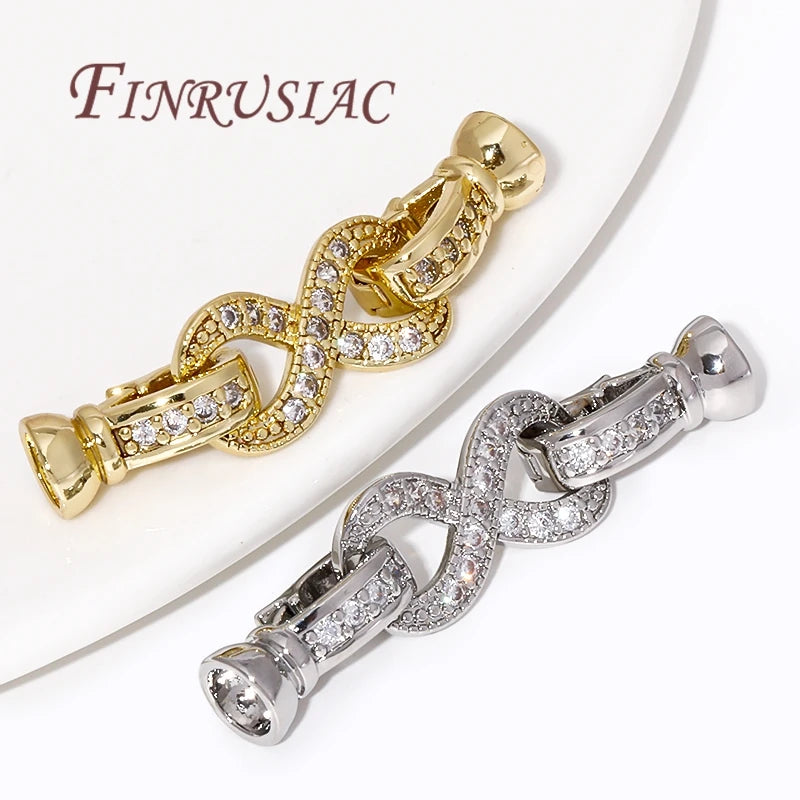 18K Gold Plated Brass Zircon Clasp Connector for DIY Jewelry Jewelry Clasp Connector P3