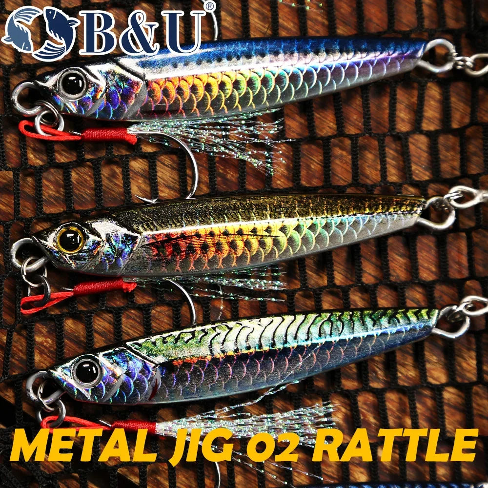 B&U Rattle Metal Jig 40g 60g 80g – Saltwater Fishing Lure Metal Fishing Jig P3
