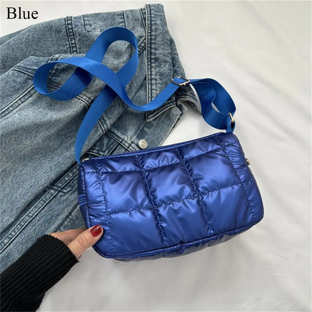 Women's Quilted Cloud Pleated Shoulder Bag | Elegant Messenger Quilted Shoulder Bag P3 blue