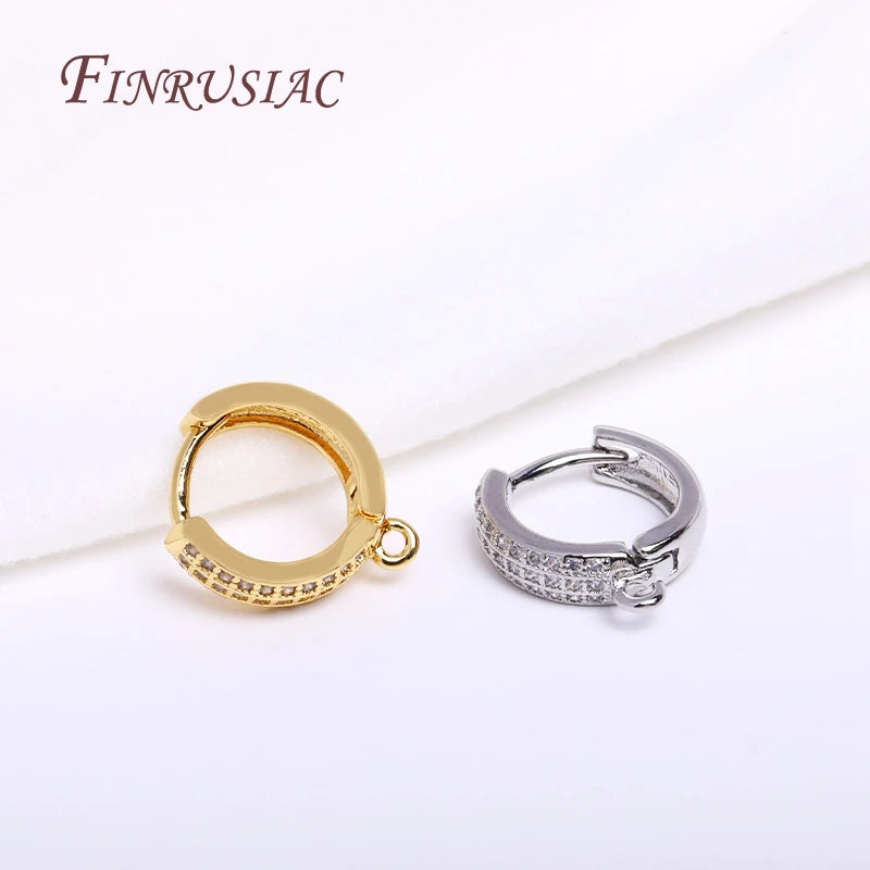 18K Gold Plated Zircon Round Hoop Earring Hooks & Clasps Earring Findings P3