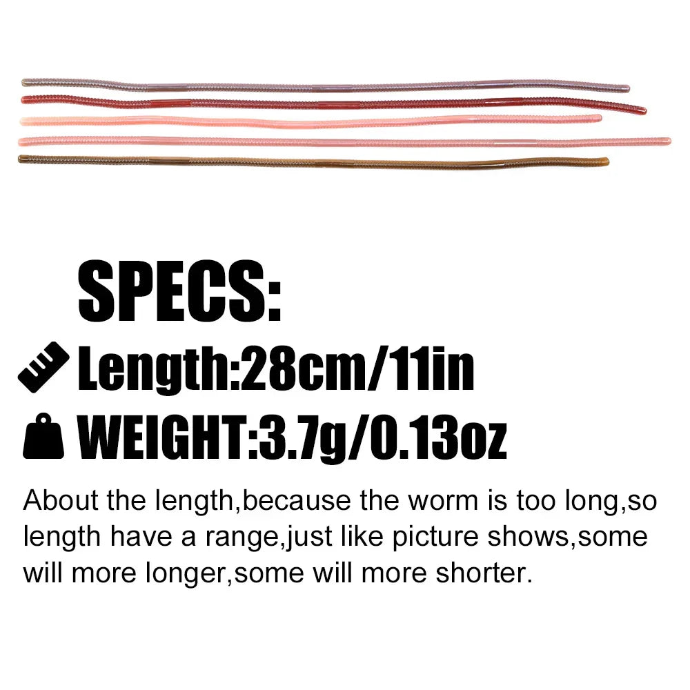 B&U 280mm Soft Earthworm Lure – Slow Sinking Bass Bait 6 Pack Soft Fishing Lure P3
