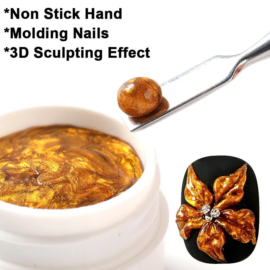 5g 3D Chrome Sculpting Gel – Gold & Silver UV Nail Builder Nail Builder Gel P3