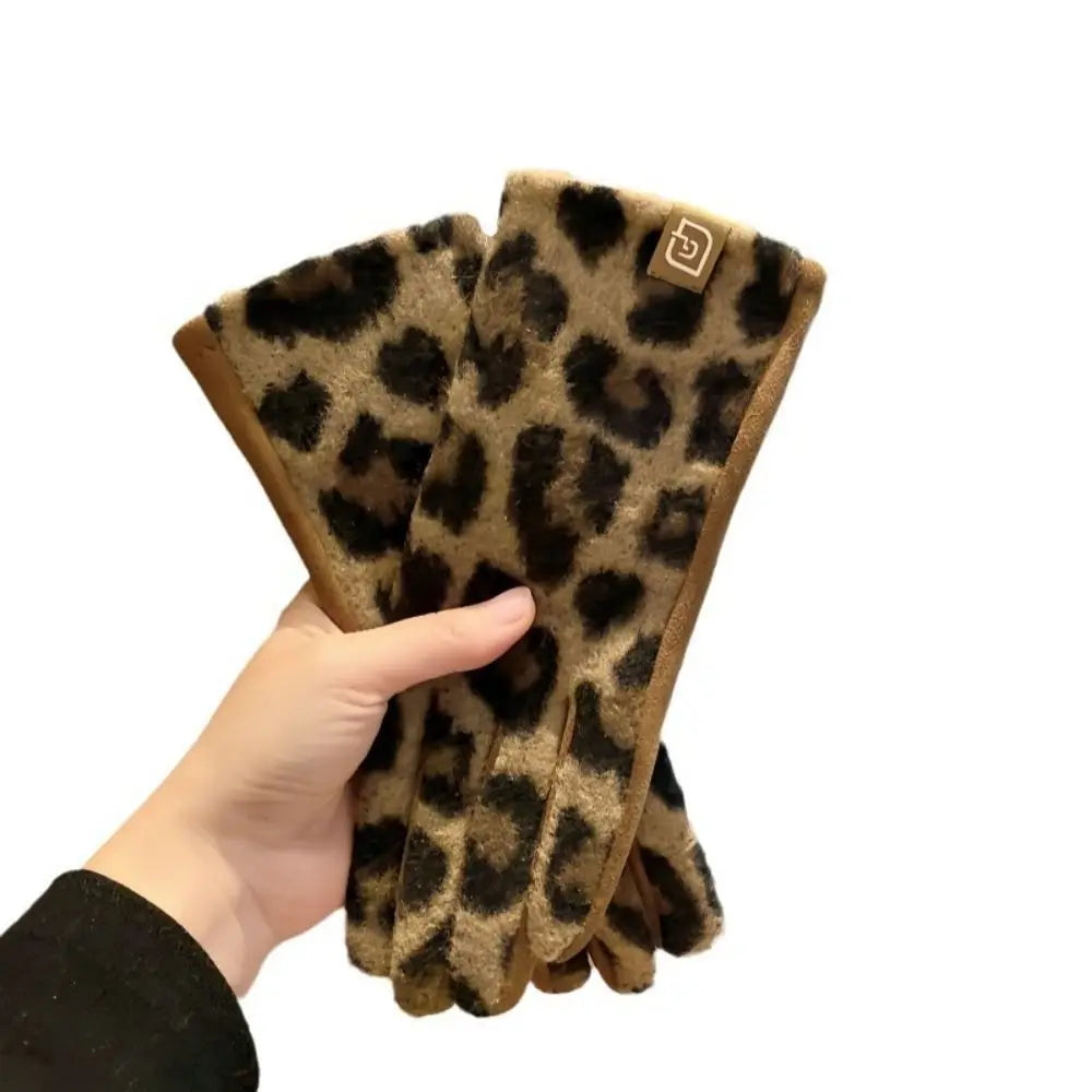 Women's Leopard Print Cashmere Winter Gloves | Touchscreen Winter Gloves P3
