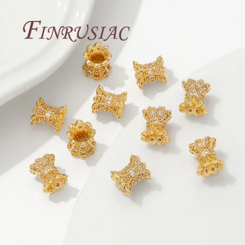 18K Gold Plated Zircon Spacer Beads – Brass DIY Jewelry Making Jewelry Spacer Beads P3