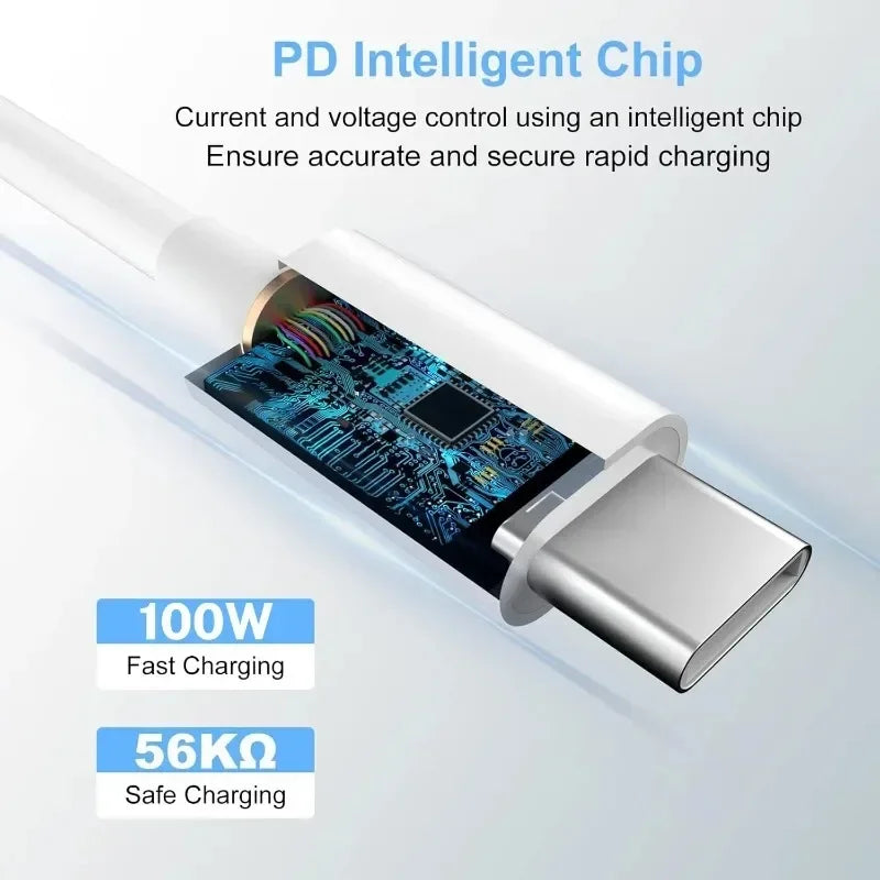 100W USB-C to USB-C Fast Charging Cable | E-Mark PD Cord USB-C Charging Cable P3