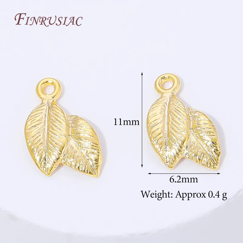 18K Gold Plated Brass Double Leaf Charm Connectors – 10/20 Pcs Jewelry Charm Connectors P3 18K Gold Plated 10 PCS