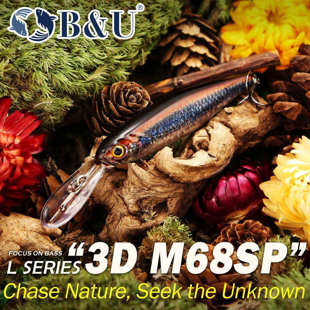 B&U 68mm Suspending Minnow Lure Set – Pike Bass Jerkbait Fishing Lure Set P3