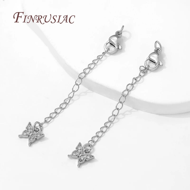 Rhodium Butterfly Extension Chains with Lobster Clasps – DIY Jewelry Jewelry Chain Extender P3