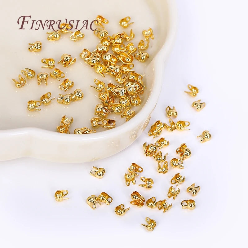 18K Gold Plated Ball Chain End Connectors & Crimp Bead Tips Jewelry Findings P3