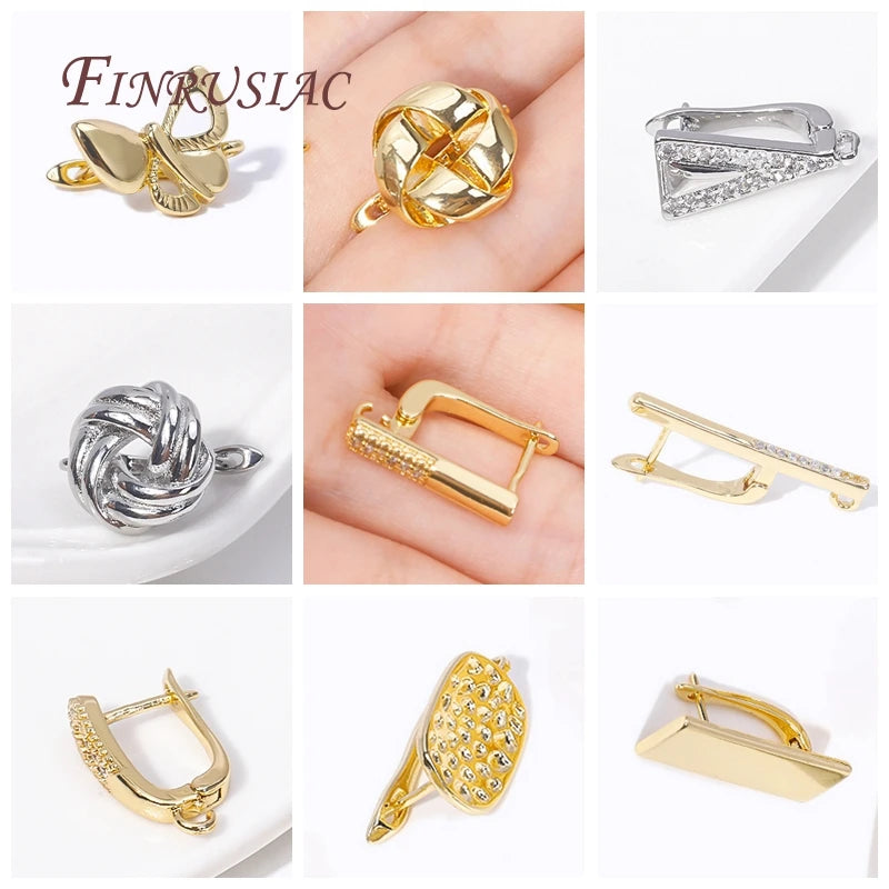 18K Gold Plated Zircon Earring Hooks | DIY Jewelry Findings Earring Hooks Findings P3