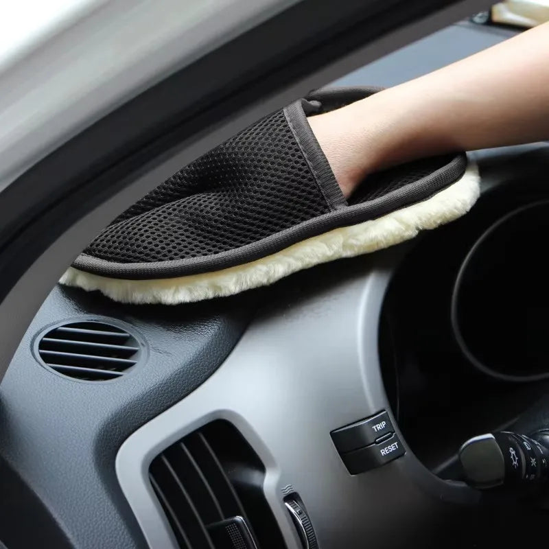 Plush Wool Car Wash Mitt – Scratch-Free Cleaning Glove Car Wash Mitt P3