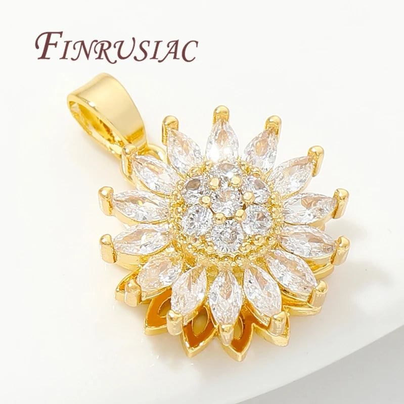 18K Gold Plated Crystal Zircon Star Flower Charms | DIY Jewelry Jewelry Pendant Charms P3