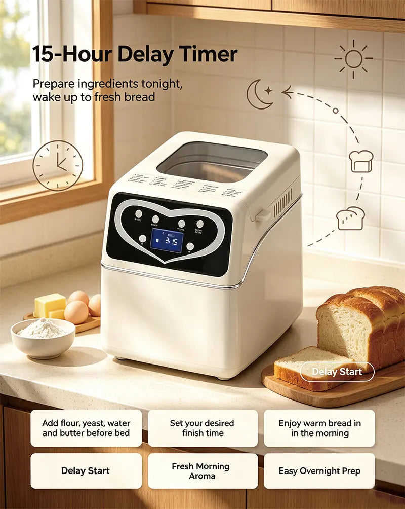 Stainless Steel Digital Bread Machine 700W – Timer & Keep-Warm Electric Bread Maker P3