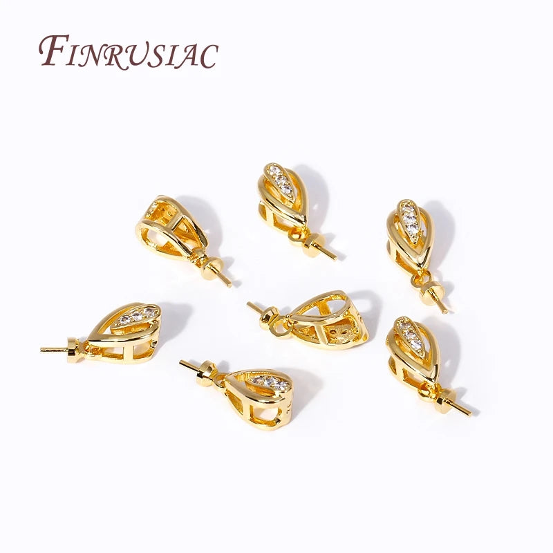 18K Gold Plated Zircon Pearl Pendant Bail – DIY Jewelry Pendant Bail Finding P3