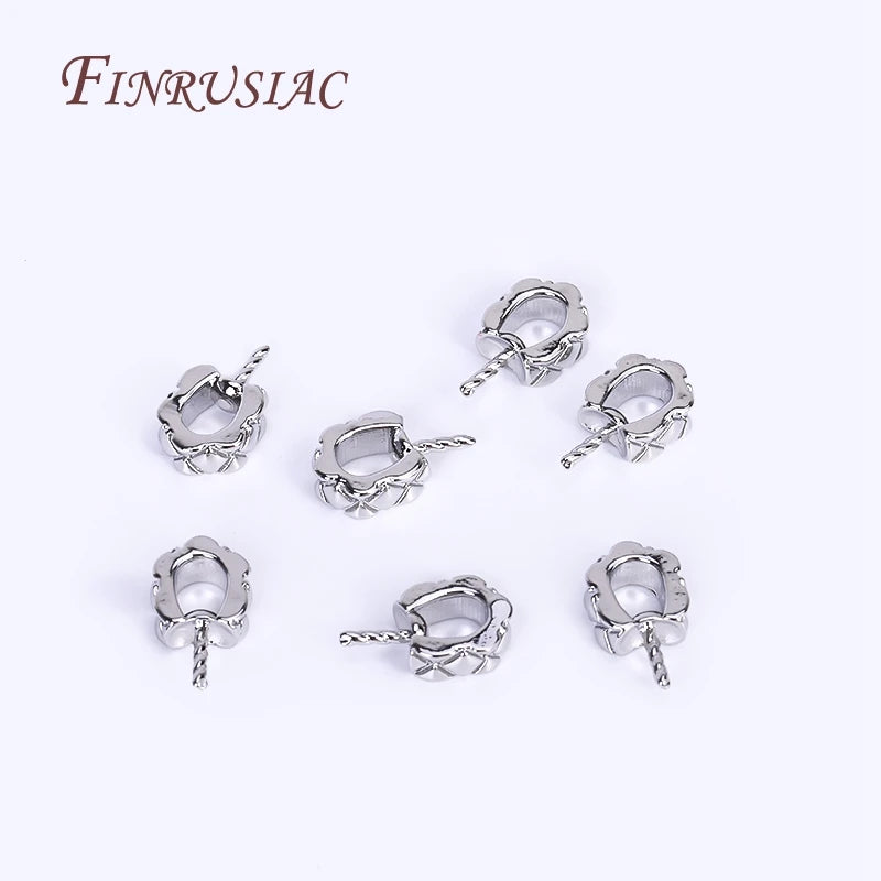 18K Gold Plated Striped Pearl Pendant Mounting DIY Peg Bails Jewelry Finding P3