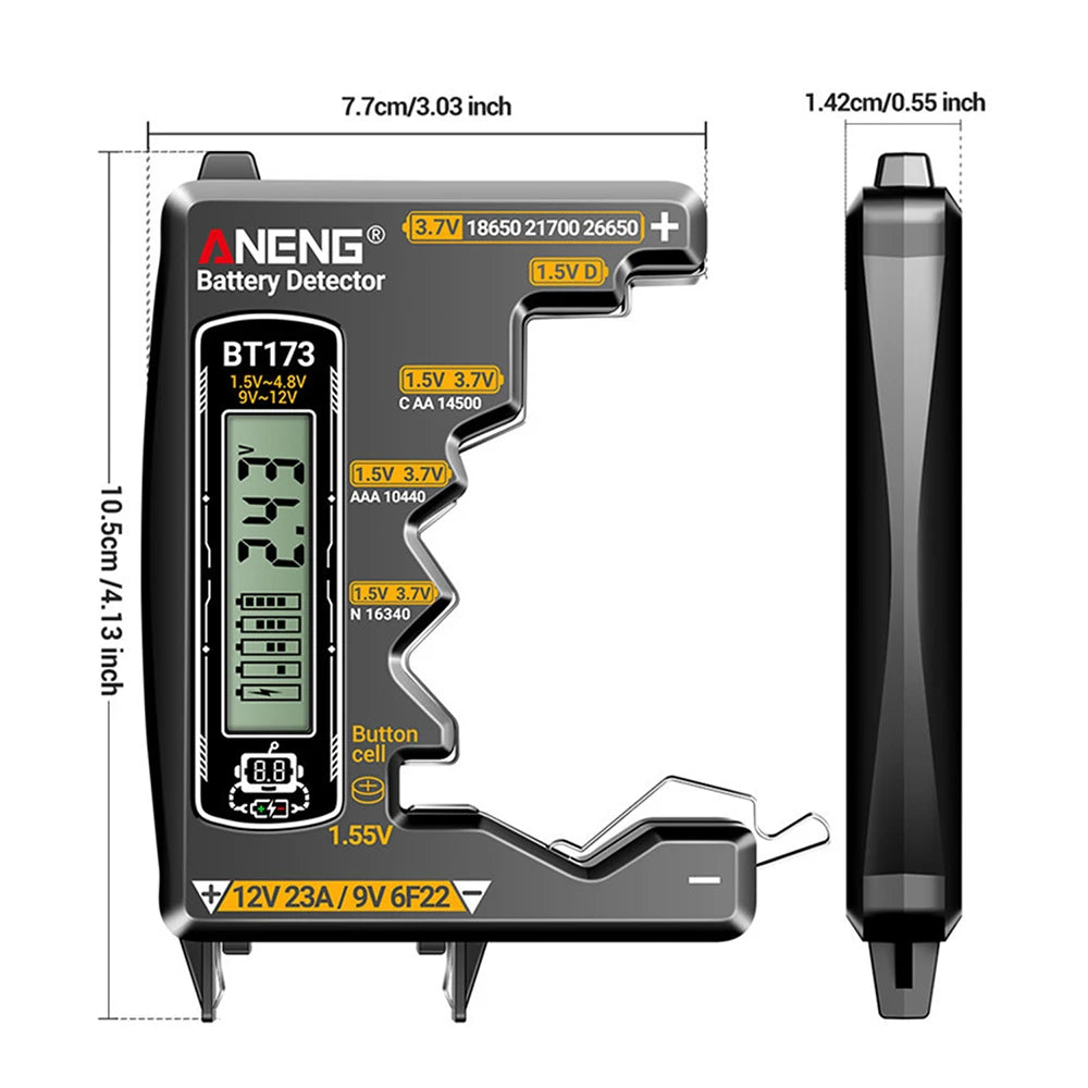 Gaqqee BT173 Digital Battery Tester – AA AAA 18650 9V Battery Tester P3