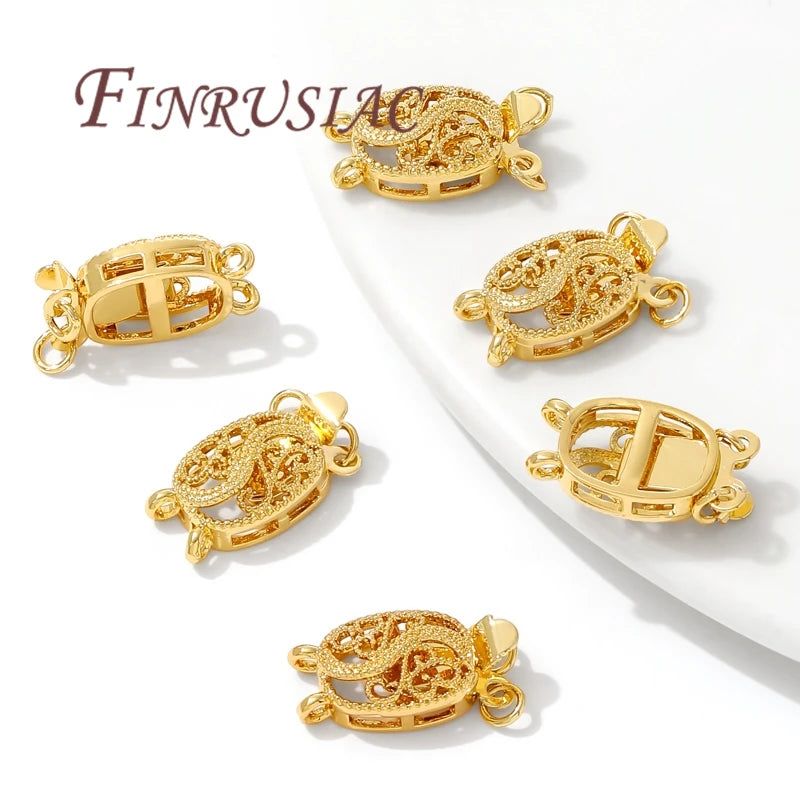 18K Gold Plated Bead Safety Clasp for Bracelets | FINRUSIAC Jewelry Clasp Findings P3