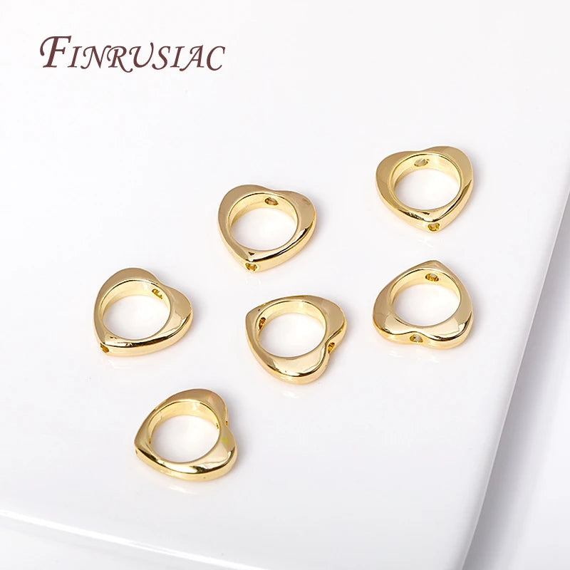 18K Gold Plated Heart Frame Bead Spacer Connectors DIY Jewelry Jewelry Making Findings P3