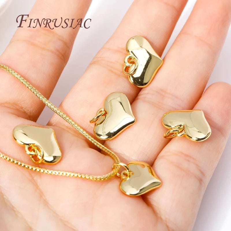 18K Gold Plated Heart Pendant Charm – DIY Brass Necklace Jewelry Pendant Charm P3