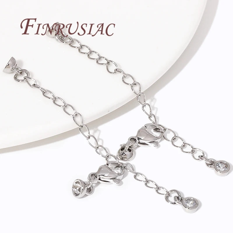 18K Gold Plated Extension Tail Chains with Lobster Clasps – DIY Jewelry Chain Findings P3 Rhodium Plated 4 pieces