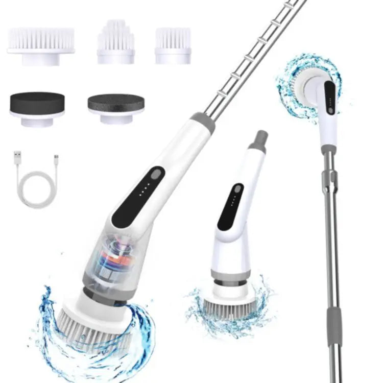 Cordless Electric Spin Scrubber – 5 Brush Heads, USB-C Electric Spin Scrubber P3 White