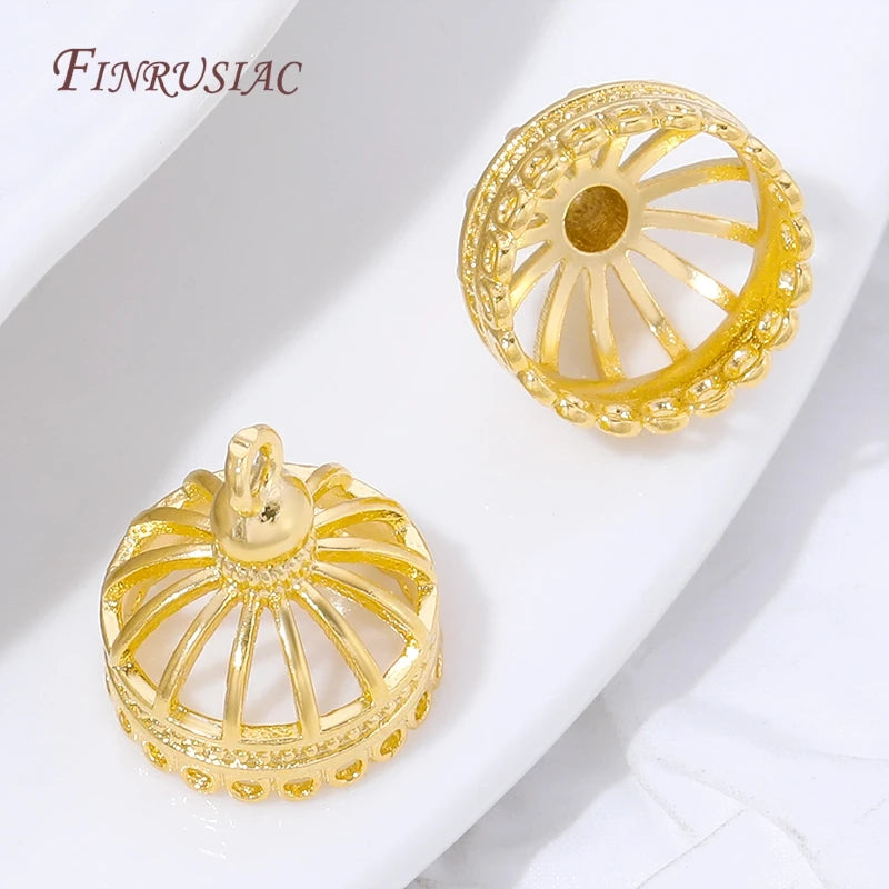 18K Gold Plated Filigree Dome Earring Caps | DIY Jewelry Findings Earring Bead Caps P3