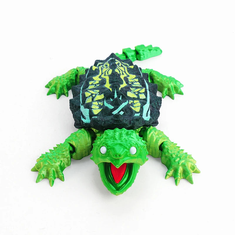 3D Printed Articulated Turtle Fidget Toy | Flexible Reptile Figurine Fidget Figurine Toy P3
