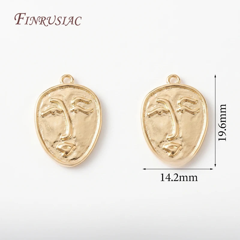 14K Gold Abstract Face Pendant Necklace | Minimalist Charm Gold Pendant Necklace P3 14K Real Gold Plated 1 piece
