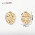 14K Gold Abstract Face Pendant Necklace | Minimalist Charm Gold Pendant Necklace P3 14K Real Gold Plated 1 piece
