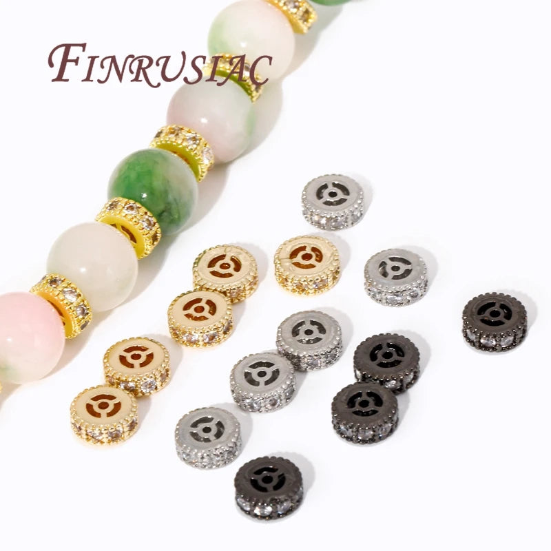 14K/18K Gold Plated Zircon Round Spacer Beads | DIY Jewelry Jewelry Spacer Beads P3