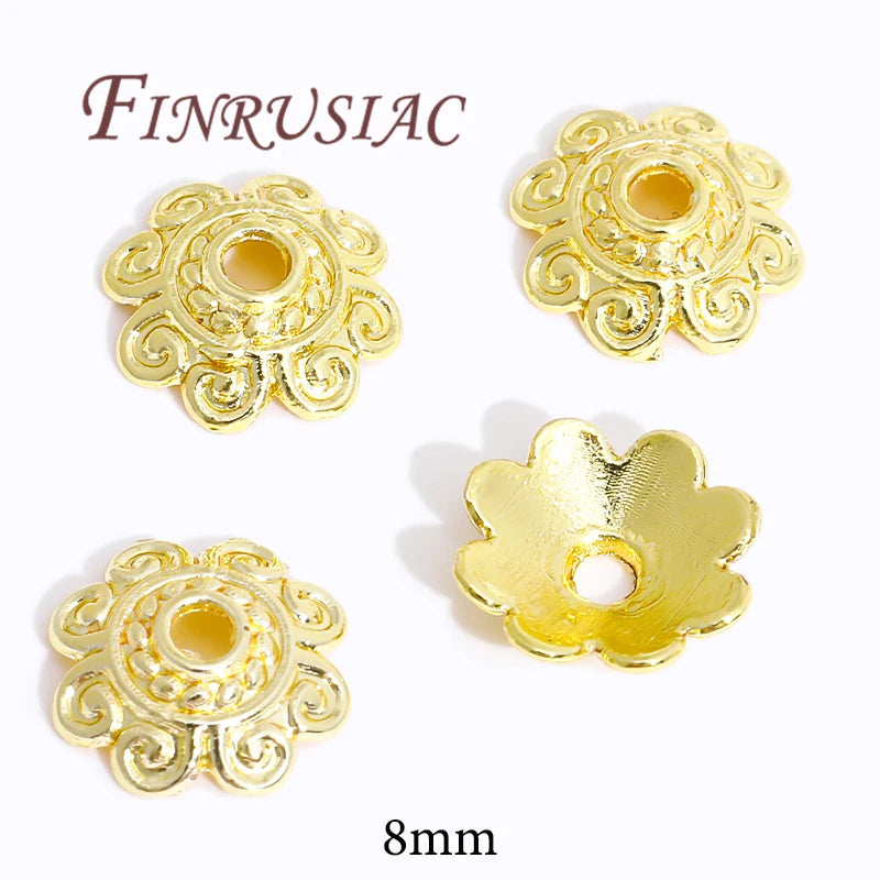 18K/14K Gold Plated Flower Bead Caps – DIY Jewelry Spacers Jewelry Bead Caps P3 18K Gold Plated 20 pieces