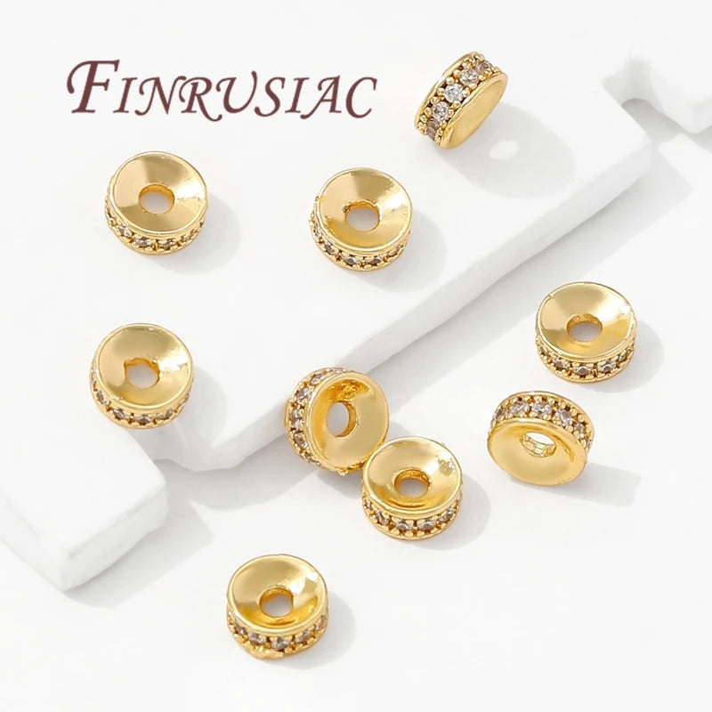 18K Gold Plated Rhinestone Spacer Beads 6mm 8mm | DIY Jewelry Rhinestone Spacer Beads P3