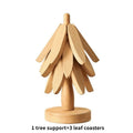 Christmas Tree Bamboo Trivet & Coaster Set | Table Mat Bamboo Trivet Set P3 natural wood 3 leaf L