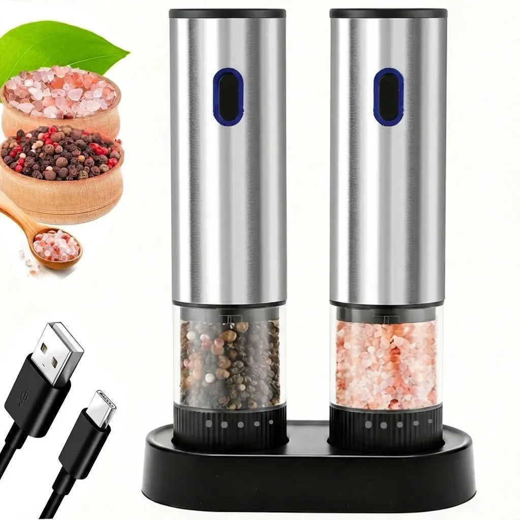 CLITON Electric Salt & Pepper Grinder – Rechargeable Mill Set Electric Pepper Mill P3