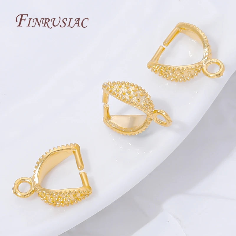 18K Gold Plated Leaf Pendant Bails – Beaded Pinch Clips DIY Jewelry Findings P3