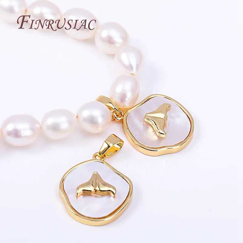 Natural Shell Fishtail Gold-Plated Pendant Charm – DIY Jewelry Pendant Charm P3