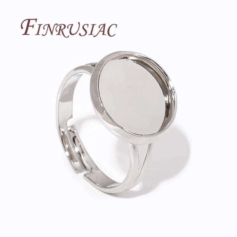 14K Gold Plated Adjustable Blank Ring Settings | DIY Jewelry Ring Blank Settings P3 Rhodium Plated 2 pcs