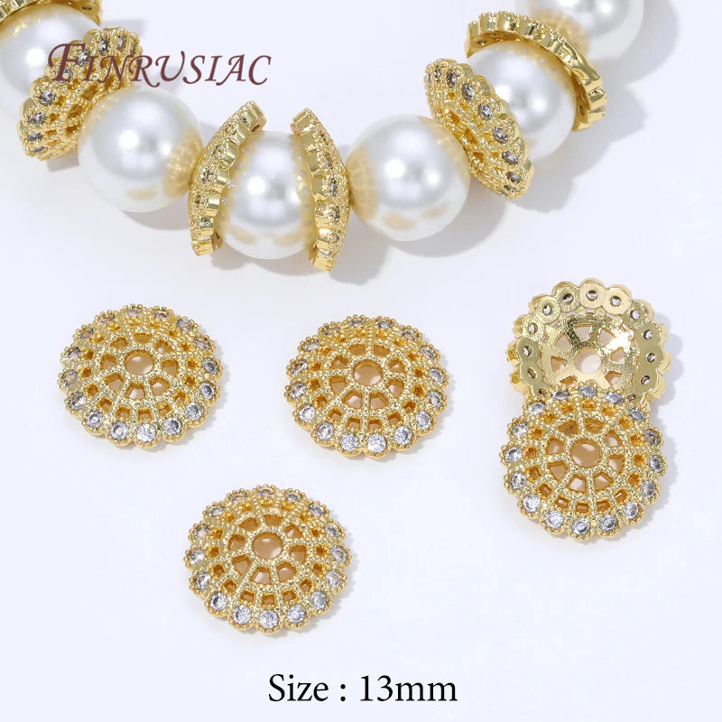 13mm 18K Gold Plated Brass Bead Caps – DIY Jewelry Findings Bead Caps Findings P3 18K Real Gold Plated 4 pcs